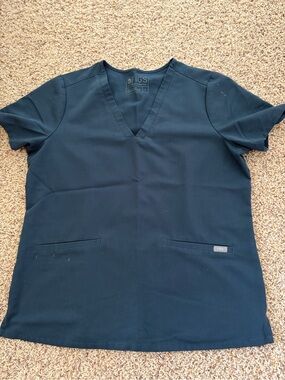 Figs Casma scrub top, large, dark harbor